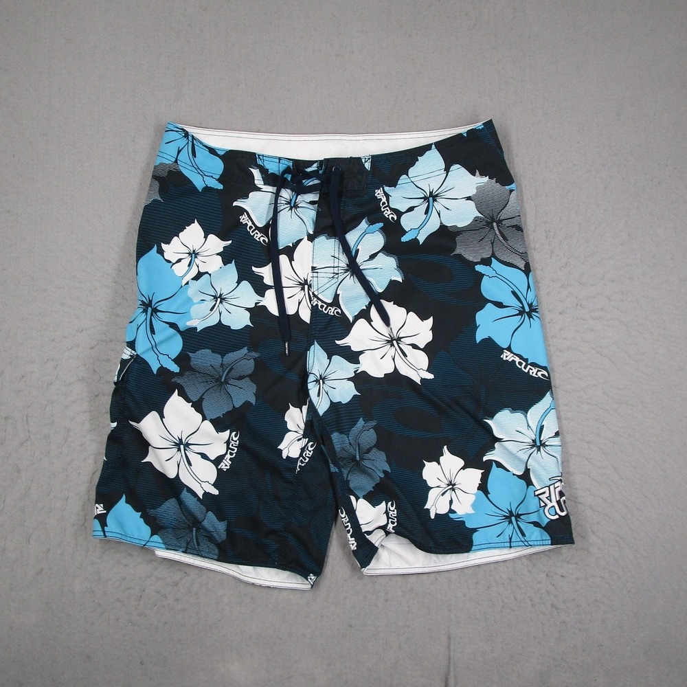 Rip Curl New Horizon Boardshorts Mens 38 Blue Floral Tropical Swim Trunks CBOMZC